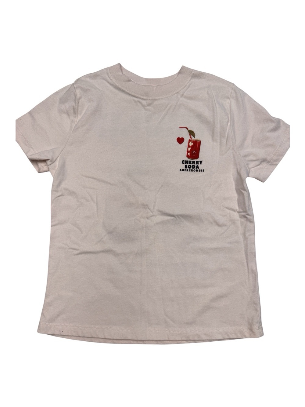 Abercrombie & Fitch Kids White Tee with Red Cherry Soda Graphic